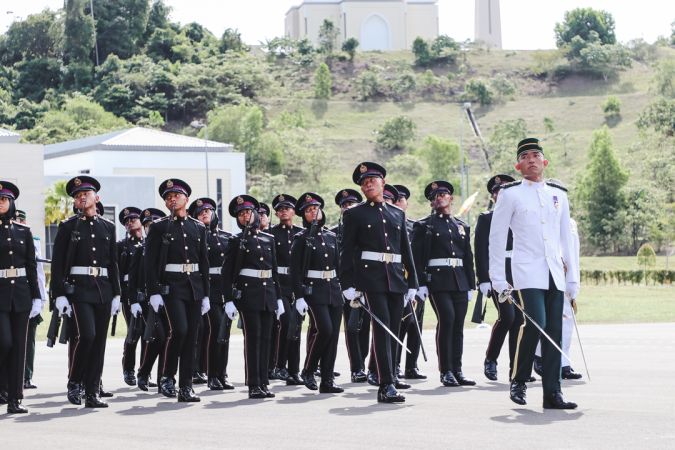 Officer cadets of the Royal Brunei Armed Forces march during the 17th Sovereign's Parade on January 17, 2019. Photo: Hazimul Harun/The Scoop