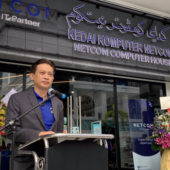 Netcom co-founder Chong King Fui delivers his speech at the company's 25th anniversary celebration. Photo: Rasidah Hj Abu Bakar/The ScoopPhoto: Rasidah Hj Abu Bakar/The Scoop
